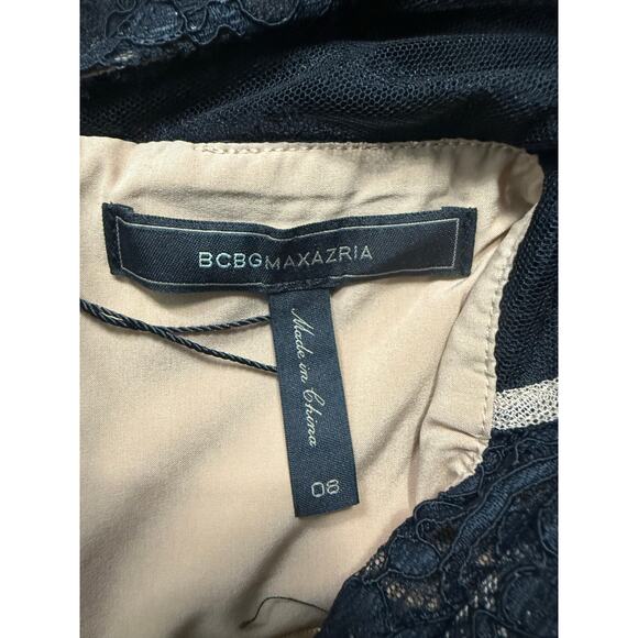 BCBG Max Azria Lace Mesh Evening Maxi Dress NWT Sz 8 Black Formal Gown - Picture 4 of 8